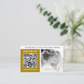 Moderne huwelijkskaarten, QR-code, foto, goud Visitekaartje (Staand voorkant)