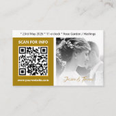 Moderne huwelijkskaarten, QR-code, foto, goud Visitekaartje (Voorkant)