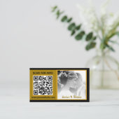 Moderne huwelijkskaarten, QR-code, foto, zwart Visitekaartje (Staand voorkant)