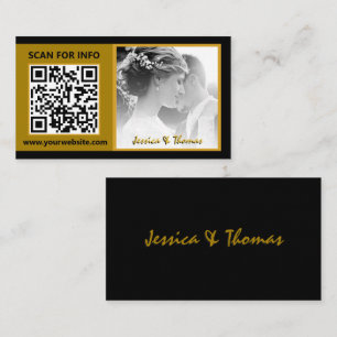 Moderne huwelijkskaarten, QR-code, foto, zwart Visitekaartje