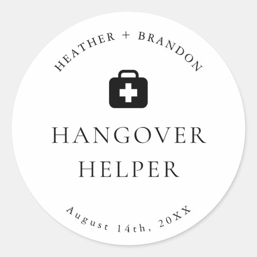 Moderne Huwelijkskater Kit Ronde Sticker (Voorkant)