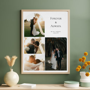 Moderne Huwelijkskoppel Jubileum 4 Foto Collage Perfect Poster