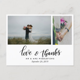 Moderne huwelijksliefde en Bedankt | Twee foto's Briefkaart