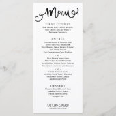 Moderne huwelijksmenu's | Rustieke typografie (zwa Menu (Voorkant)
