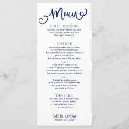 Moderne huwelijksmenu's | Typografie (Navy Blue) Menu