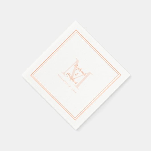 Moderne huwelijksnamen & datum Monogram Initiaal P Servet (Hoek)