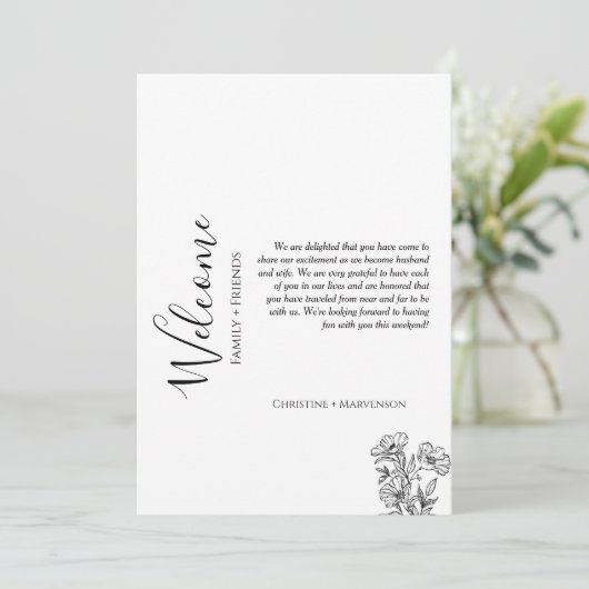 Moderne huwelijksontvangst & route weekend kaart (Staand voorkant)