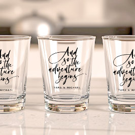 Moderne Huwelijkspartij Avontuur Aangepast Script Shot Glas