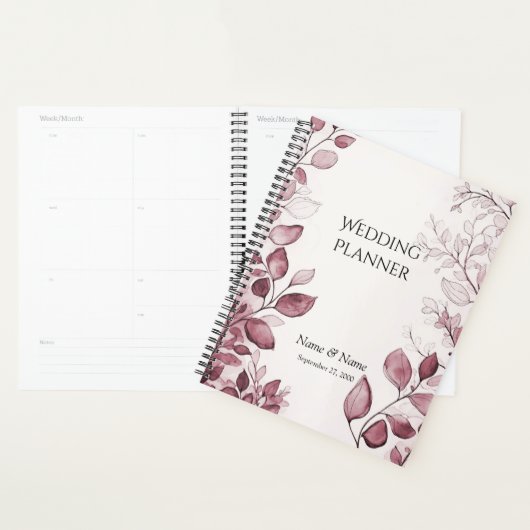 Moderne Huwelijksplanner met Rode Bladeren Planner (Display)