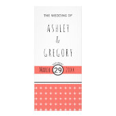 Moderne huwelijksprogramma voor levende koraaltypo reclamekaart (Voorkant)