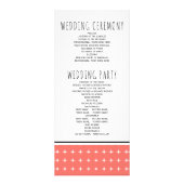 Moderne huwelijksprogramma voor levende koraaltypo reclamekaart (Achterkant)