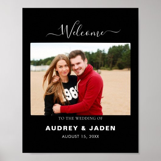 Moderne Huwelijksreceptie Huwelijksfoto Poster (Voorkant)