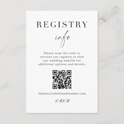 Moderne Huwelijksregister Info Bijlage Scan QR (Voorkant)