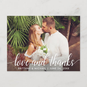 Moderne Huwelijksscriptie Liefde en Dank Foto Briefkaart