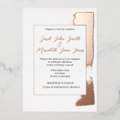 Moderne huwelijksuitnodiging met geverfde gouden f folie uitnodiging (Voorkant)