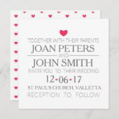 Moderne huwelijksuitnodiging met harten kaart (Voorkant / Achterkant)