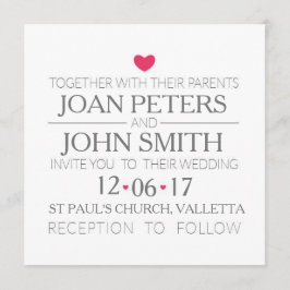 Moderne huwelijksuitnodiging met harten kaart
