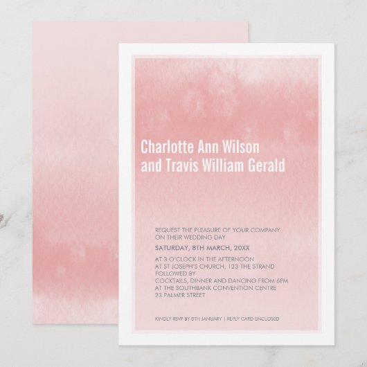 MODERNE HUWELIJKSUITNODIGING: ombre waterverf kora Kaart (Voorkant / Achterkant)