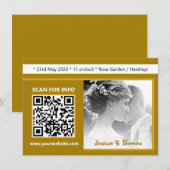 Moderne Huwelijksuitnodiging, QR-Code, Foto, Goud Kaart (Voorkant / Achterkant)