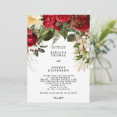 moderne huwelijksuitnodiging rode florale winter kaart (Staand voorkant)