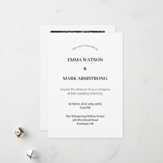 Moderne huwelijksuitnodiging Sjabloon met foto (Voorkant / Achterkant in situ)