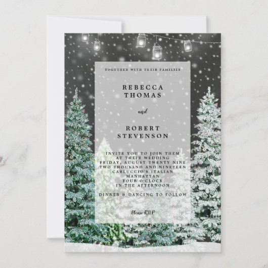 Moderne huwelijksuitnodiging Winter Kerstmis Sneeu Kaart (Voorkant)