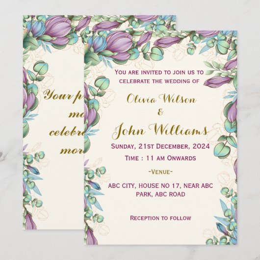 Moderne huwelijksuitnodigingen kaart (Voorkant / Achterkant)