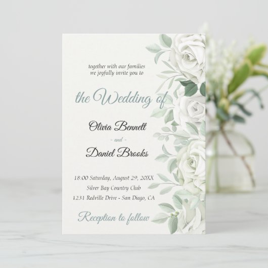 Moderne huwelijksuitnodigingen kaarten met foto (Staand voorkant)