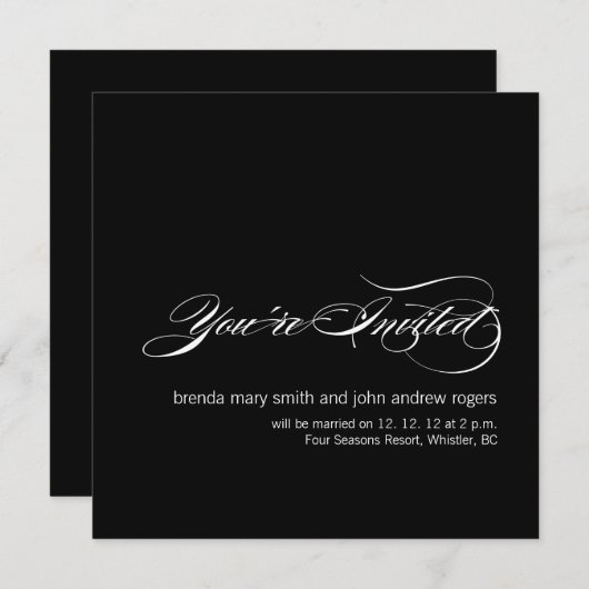 Moderne huwelijksuitnodigingskaarten zwart wit kaart (Voorkant / Achterkant)