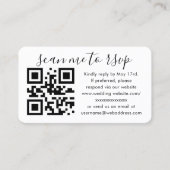 Moderne Huwelijkswebsite QR RSVP Foto Behuizing Bu Visitekaartje (Voorkant)