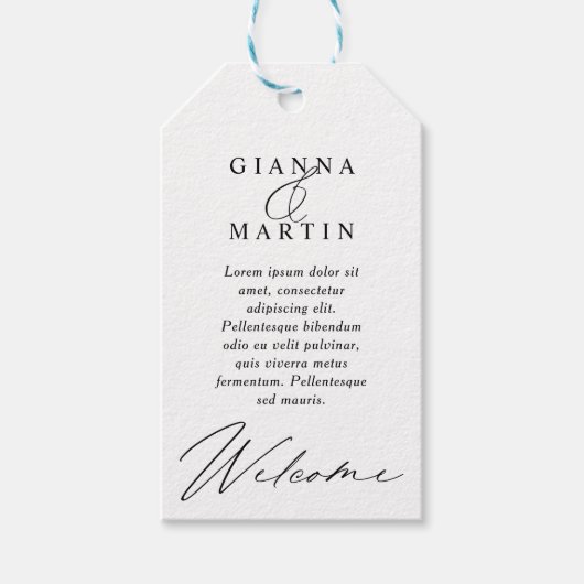 Moderne huwelijksweekend welkom cadeaulabel (Voorkant)