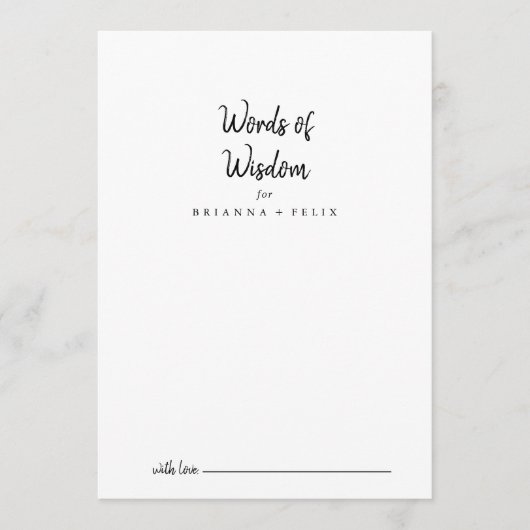 Moderne Huwelijkswoorden van Wijsheid Advieskaart (Voorkant)