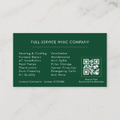 Moderne HVAC Green Gold QR-code Visitekaartje (Achterkant)