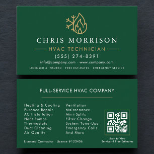 Moderne HVAC Green Gold QR-code Visitekaartje