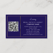 Moderne hypotheekmakelaar Navy Blue QR-code Visitekaartje (Achterkant)