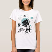 Moderne I heb meer ruimte-zwarte kat-Cartoon nodig T-shirt (Voorkant)