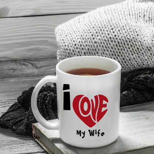 Moderne 'I Love Red Heart' Quote Koffiemok