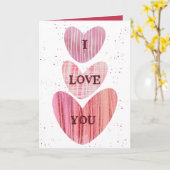 Moderne 'I Love You' Valentijnsdag Roze Harten Kaa Kaart (Gele Bloem)