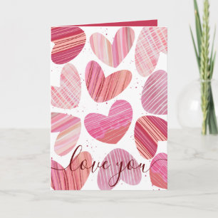 Moderne I Love You Valentijnskaart met Roze Hartje Kaart