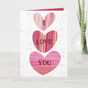Moderne I Love You Valentijnskaarten Roze Harten  Kaart