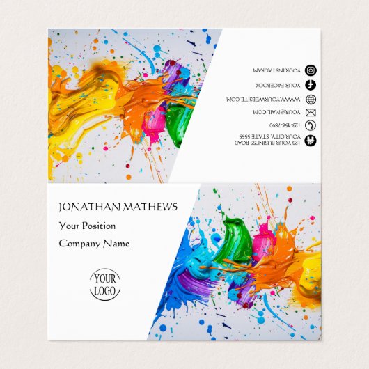 Moderne I olieverf Abstract Visitekaartje (Buitenkant ongevouwen)