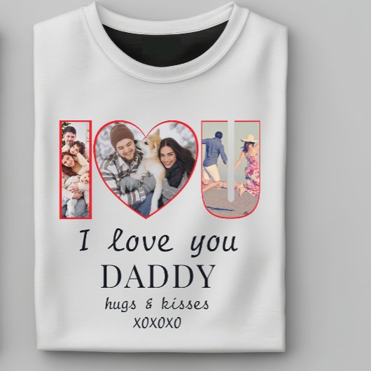 Moderne i♥U Custom I Love You Daddy Mama 3 Foto T-shirt