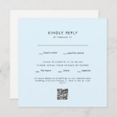 Moderne Ice Blue Square Weddenschap QR Code RSVP (Voorkant / Achterkant)