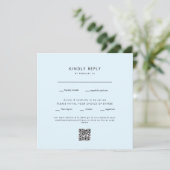 Moderne Ice Blue Square Weddenschap QR Code RSVP (Staand voorkant)