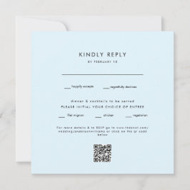 Moderne Ice Blue Square Weddenschap QR Code RSVP