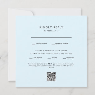 Moderne Ice Blue Square Weddenschap QR Code RSVP