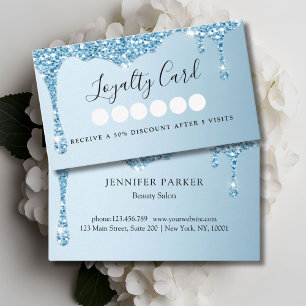Moderne Iceblue Glitter Drop Salon & Spa Loyalitei Visitekaartje