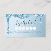 Moderne Iceblue Glitter Drop Salon & Spa Loyalitei Visitekaartje (Voorkant)