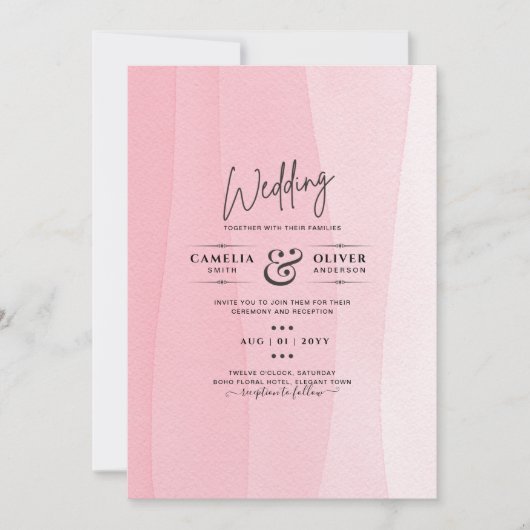 Moderne Iced Roze Ombre Trouw Uitnodigingen (Voorkant)