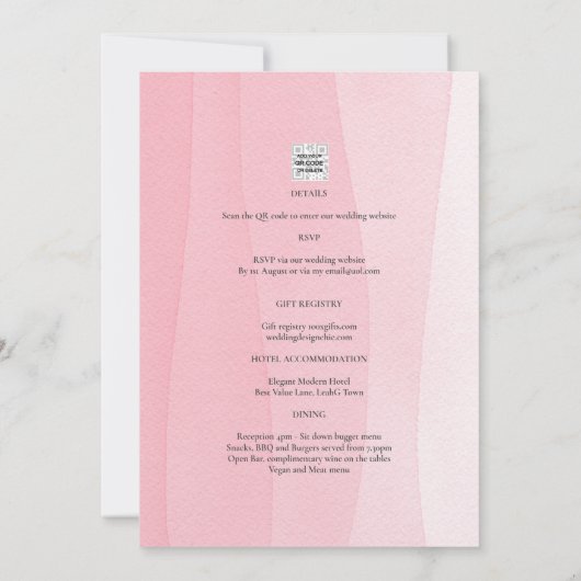 Moderne Iced Roze Ombre Trouw Uitnodigingen (Achterkant)